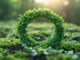 ecofriendly earth symbol made of fresh green leaves on natural background soft light environmental concept