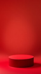 Wall Mural - Red circular podium on a vibrant red