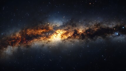 Wall Mural - A stunning view of the Milky Way galaxy, a band of stars and gas stretching across the night sky.