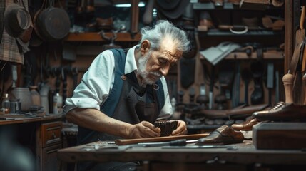 Poster - A person works on a wooden object in a well-lit workshop