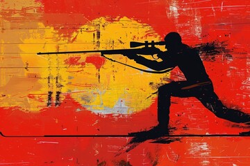 Poster - A person holding a gun, great for outdoor or hunting scenes