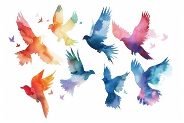 Sticker - A group of birds flying in the air, a common scene in nature