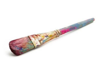 Leinwandbilder - A close-up shot of a paintbrush with a pink handle placed on a clean white surface