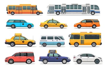 Poster - A collection of diverse vehicles against a clean white backdrop, suitable for automotive or product showcases