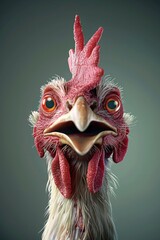 Poster - A detailed view of a chicken's facial features, highlighting its large beak