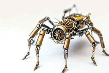 Wall Mural - A detailed view of a spider-like robot made from mechanical components