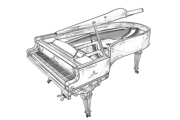 Poster - A detailed illustration of a grand piano