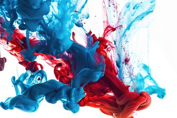 Poster - Close up shot of two colored liquids mixing together