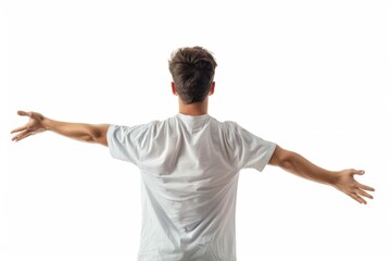 Poster - A person standing with their arms raised, possibly for photography or performance