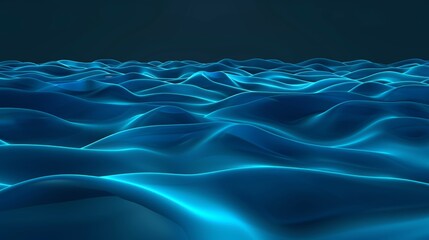 Poster - Abstract 3D Rendered Gravity Wave Background in Hologram View Highlighting Futuristic AR Topography and Physical Process Visualization