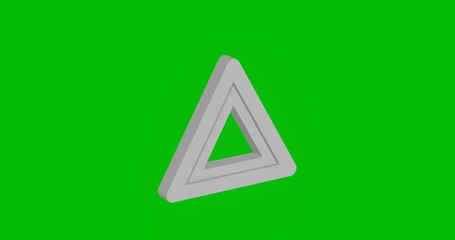 Poster - Animation of rotation of a white emergency stop sign with shadow. Simple and complex rotation. Seamless looped 4k animation on green chroma key background