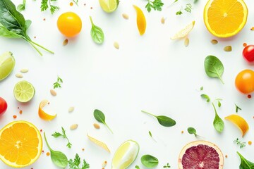 Poster - A colorful selection of fruits and vegetables arranged in a circular pattern