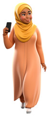 Wall Mural - PNG Cartoon hijab adult woman.