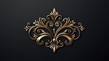 Canvas Print - Golden Ornate Floral Design on Black Background