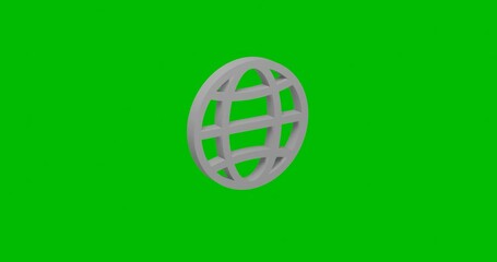 Poster - Animation of rotation of a white web symbol with shadow. Simple and complex rotation. Seamless looped 4k animation on green chroma key background