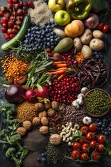 Poster - A selection of colorful fruits and vegetables arranged on a table for sale or display