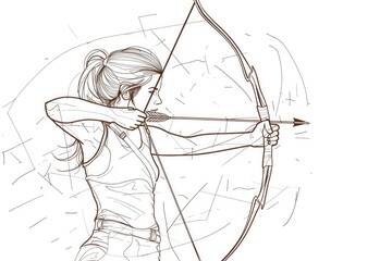 Poster - A woman holds a bow and arrow, ready for action