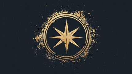 Grunge Gold Starburst Circle Logo Design