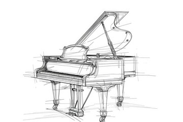 Poster - A grand piano instrument with polished surface and delicate details
