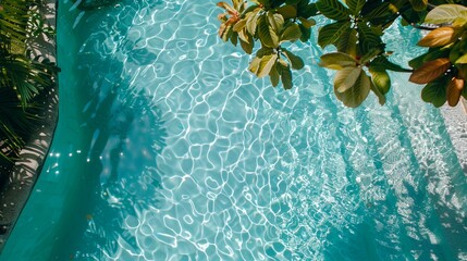 Wall Mural - a pool with a blue water and a tree in the background