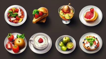 Poster - A variety of plates of food on a table
