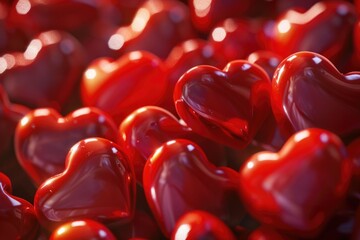 Aufkleber - A close-up shot of a cluster of bright red hearts, perfect for romantic or love-themed projects