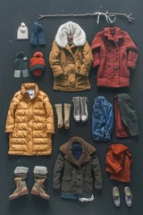 Poster - Clothing and footwear displayed on a table, great for editorial or commercial use