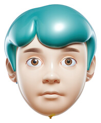 Sticker - PNG Boy face portrait balloon toy white background.