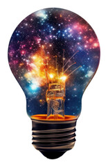 Canvas Print - PNG  Light bulb with Galaxy lightbulb innovation astronomy.