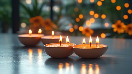 Wall Mural - Candles with a Bokeh Background