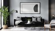 © Hendry - interior poster mockup with vertical black frame on home interior background