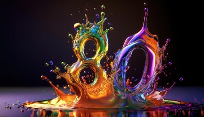 Wall Mural - Colorful Splash Art Representing Number Eighty