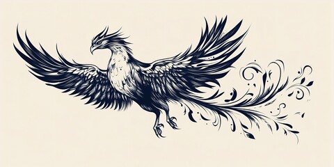 Wall Mural - Flying phoenix simple tattoo design