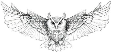 Canvas Print - Owl line art for tattoo 