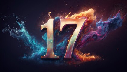 Wall Mural - Colorful Creative Digital Artwork Featuring Number 17