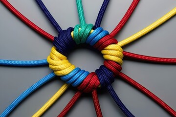 Colorful Symbolism of Unity and Direction Through Interwoven Cords