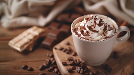 Hot Chocolate with Whipped Cream and Chocolate