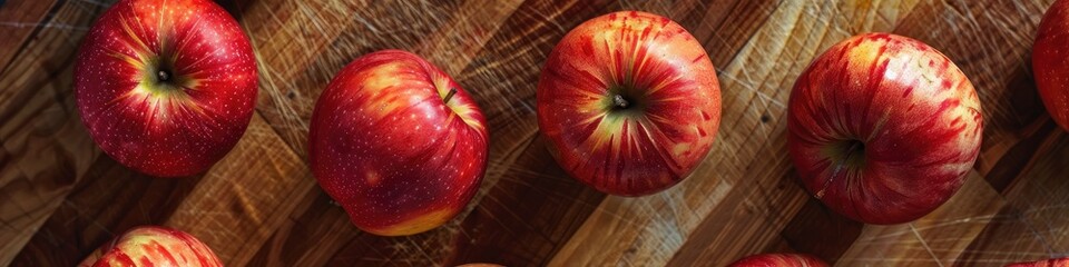 Wall Mural - Fuji Apples on a Wooden Cutting Board