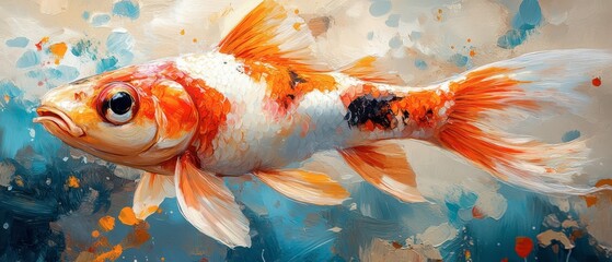 Colorful koi fish swimming gracefully in clear water