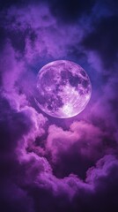 Wall Mural - Full moon surrounded by purple and pink