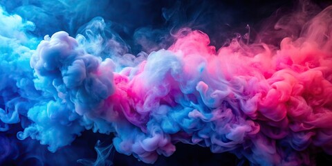 ethereal, abstract, pink, floating, cloud, blue, artistic, illusion, dreamy, ethereal, smoke, A mesmerizing cloud of vibrant smoke with a captivating pink and blue swirling pattern