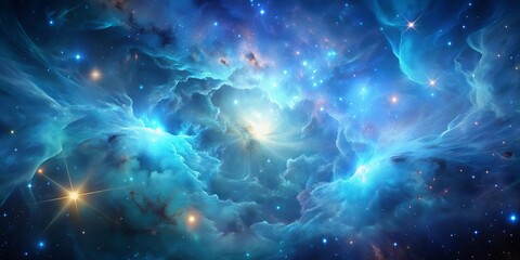 Wall Mural - Ethereal nebula with shades of blue in a cerulean cosmos , nebula, ethereal, shades, blue, cerulean, cosmos, stars