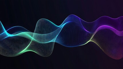 Abstract wavy lines in vibrant colors on a dark background.