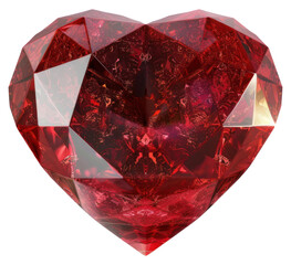 Sticker - PNG Glistening red heart-shaped gemstone