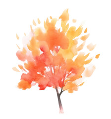 Poster - PNG Autumn tree painting plant white background.