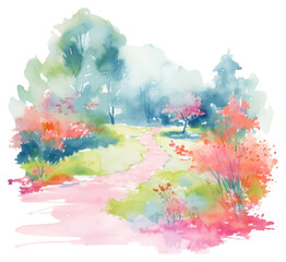 Canvas Print - PNG Garden landscape painting outdoors.