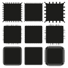 Poster - Square frame icons. Unique black silhouettes. Decorative edge patterns. Vector shapes collection.