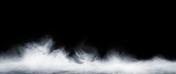 White smoke on black background with copy space