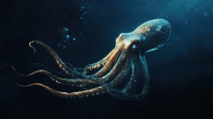 Poster - Giant Octopus in the Deep Blue