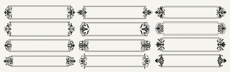 Poster - Victorian and arabesque border frame decor. Vector set of retro black ornate frames with stylish and elegant embellishments, elements for wedding cards, menus and invitation in luxury vintage style
